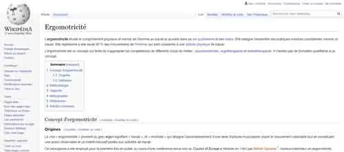 Wikipedia - article sur l'ergomotricité